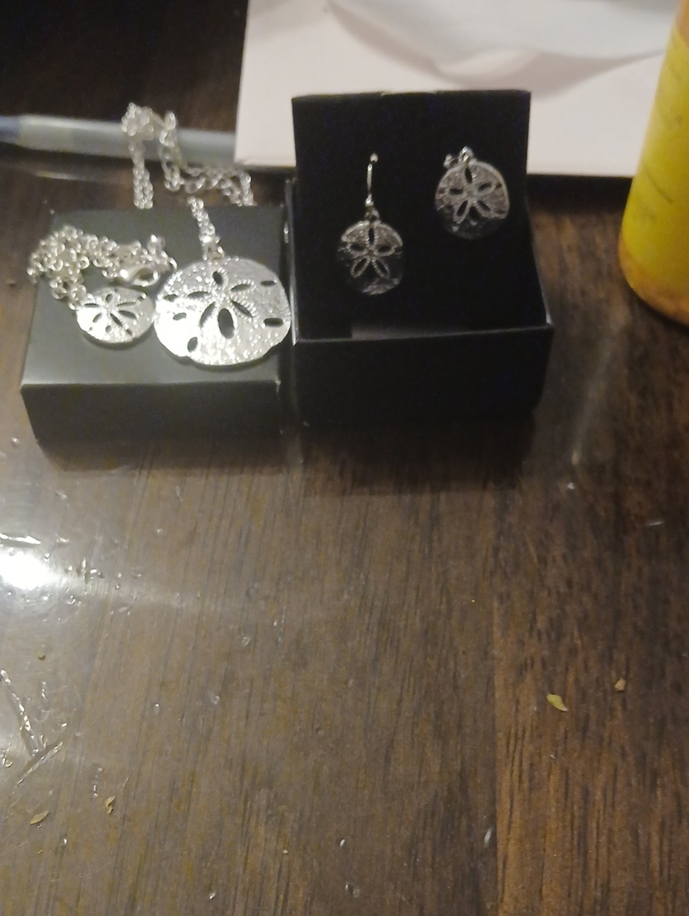 Silver Sand Dollar Necklace & Earring Set - Women's Jewelry